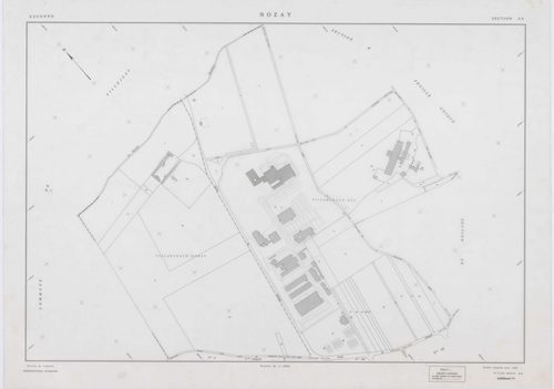 NOZAY, plans minutes de conservation : tableau d'assemblage,1942, Ech. 1/10000 ; plans des sections A, B, D2, 1942, Ech. 1/2500, section AA, 1998, Ech. 1/2000, sections AB, AC, AD, AE, AH, AI, AK, AL, AM, AN, 1998, Ech. 1/1000. Polyester. N et B. Dim. 105