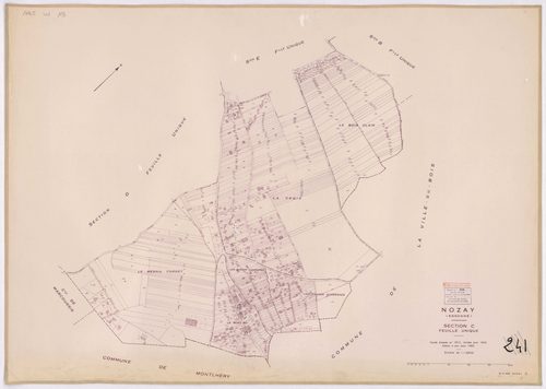 NOZAY. - Plan révisé pour 1942, à jour pour 1975 (2ème édition) : plans du tableau d'assemblage, des sections B dite de Lunézy, C et E ; plan révisé pour 1942, à jour pour 1978 (3ème édition) : plans des sections A dite de Villarceaux, D dite du Long réag