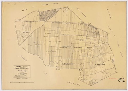 NOZAY. - Plan révisé pour 1942, à jour pour 1975 (2ème édition) : plans du tableau d'assemblage, des sections B dite de Lunézy, C et E ; plan révisé pour 1942, à jour pour 1978 (3ème édition) : plans des sections A dite de Villarceaux, D dite du Long réag