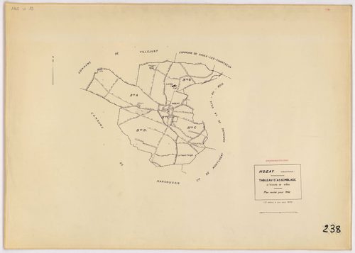 NOZAY. - Plan révisé pour 1942, à jour pour 1975 (2ème édition) : plans du tableau d'assemblage, des sections B dite de Lunézy, C et E ; plan révisé pour 1942, à jour pour 1978 (3ème édition) : plans des sections A dite de Villarceaux, D dite du Long réag