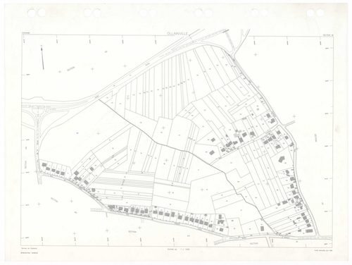 OLLAINVILLE, plans minutes de conservation : tableau d'assemblage,1938, Ech. 1/10000 ; plans des sections A1, A2, A3, B1, C1, D1, 1938, Ech. 1/2500, sections D3, D4, 1938, Ech. 1/1250, sections AA, AB, AC, AD, AE, AH, AI, AK, AL, AM, AN, AP, AR, 2000, Ech