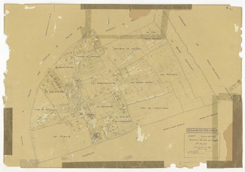 Plans minutes de conservation : ONCY-SUR-ECOLE : tableau d'assemblage n°1, ech. 1/10000 (1934), sections A1, A2, B1, B2, B3, C1, C2, C3, D1, D2, E1, E2, ech. 1/1250 (1934), NB, papier, 105x80 [13 plans]. 