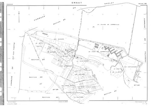 ORSAY. - Cadastre révisé pour 1964 : plan du tableau d'assemblage ; cadastre renouvelé pour 1964 : plans de la section AB, section AC, section AD, section AE, section AH, section AI, section AK, section AL, section AM, section AN, section AO, section AP, 