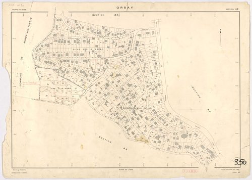 ORSAY. - Feuille renouvelée pour 1964 : plans du tableau d'assemblage, des sections AL, AO, AP, AR, AS, AW, AX, AZ. [9 plans]. 