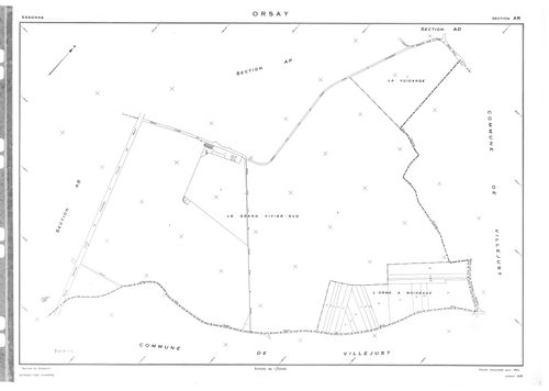 ORSAY. - Cadastre révisé pour 1964 : plan du tableau d'assemblage ; cadastre renouvelé pour 1964 : plans de la section AB, section AC, section AD, section AE, section AH, section AI, section AK, section AL, section AM, section AN, section AO, section AP, 