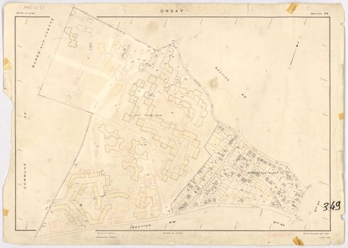 ORSAY. - Feuille renouvelée pour 1964 : plans du tableau d'assemblage, des sections AL, AO, AP, AR, AS, AW, AX, AZ. [9 plans]. 