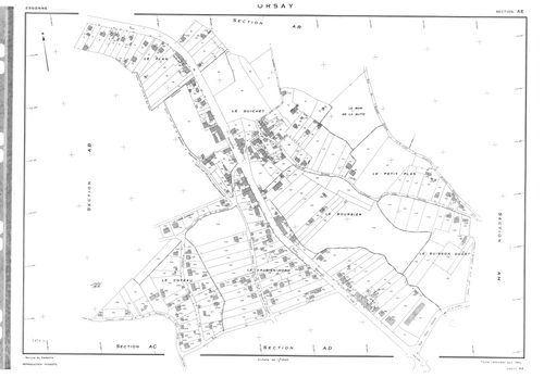 ORSAY. - Cadastre révisé pour 1964 : plan du tableau d'assemblage ; cadastre renouvelé pour 1964 : plans de la section AB, section AC, section AD, section AE, section AH, section AI, section AK, section AL, section AM, section AN, section AO, section AP, 