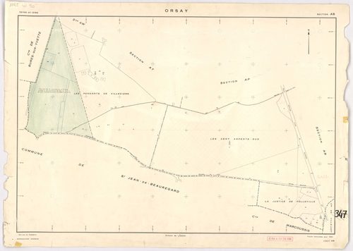 ORSAY. - Feuille renouvelée pour 1964 : plans du tableau d'assemblage, des sections AL, AO, AP, AR, AS, AW, AX, AZ. [9 plans]. 