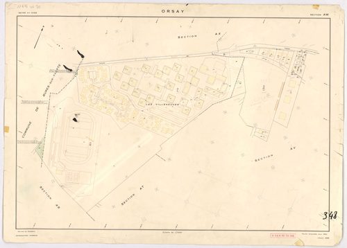 ORSAY. - Feuille renouvelée pour 1964 : plans du tableau d'assemblage, des sections AL, AO, AP, AR, AS, AW, AX, AZ. [9 plans]. 