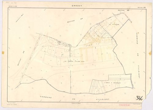ORSAY. - Feuille renouvelée pour 1964 : plans du tableau d'assemblage, des sections AL, AO, AP, AR, AS, AW, AX, AZ. [9 plans]. 