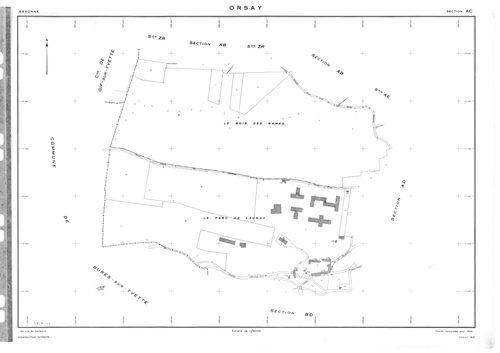 ORSAY. - Cadastre révisé pour 1964 : plan du tableau d'assemblage ; cadastre renouvelé pour 1964 : plans de la section AB, section AC, section AD, section AE, section AH, section AI, section AK, section AL, section AM, section AN, section AO, section AP, 