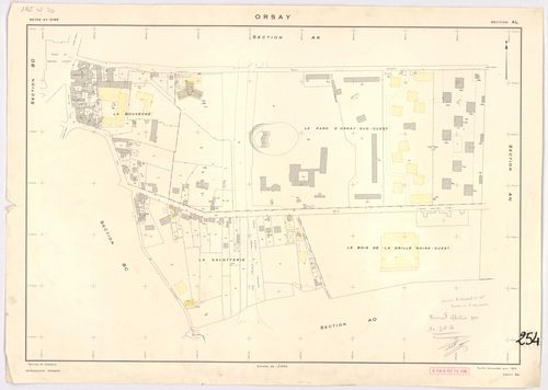ORSAY. - Feuille renouvelée pour 1964 : plans du tableau d'assemblage, des sections AL, AO, AP, AR, AS, AW, AX, AZ. [9 plans]. 