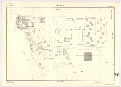 ORSAY. - Feuille renouvelée pour 1964, à jour pour 1981 (2ème édition) : plans des sections AB, AC, AD, AE, AH, AI, AK, AL, AM, AN, AO, AT, AV, AX, AY, AZ, BA, BC, BD, ZR, ZS ; cadastre révisé pour 1964, à jour pour 1982 (2ème édition) : plan du tableau d