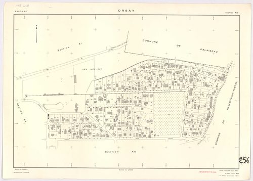 ORSAY. - Feuille renouvelée pour 1964, à jour pour 1981 (2ème édition) : plans des sections AB, AC, AD, AE, AH, AI, AK, AL, AM, AN, AO, AT, AV, AX, AY, AZ, BA, BC, BD, ZR, ZS ; cadastre révisé pour 1964, à jour pour 1982 (2ème édition) : plan du tableau d