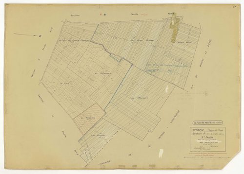 Plans minutes de conservation : ORVEAU : tableaux d'assemblage n°1 et 2, ech. 1/5000 (1934-1951), sections A1, A2, A3, B, C1, C2, C3, ech. 1/1250 (1934) ; tableau d'assemblage n°3, ech. 1/5000, section D, ech. 1/1250 (1951), section E, ech. 1/2000 (1951) 