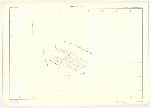 Plans minutes de conservation : ORVEAU : tableaux d'assemblage n°1 et 2, ech. 1/5000 (1934-1951), sections A1, A2, A3, B, C1, C2, C3, ech. 1/1250 (1934) ; tableau d'assemblage n°3, ech. 1/5000, section D, ech. 1/1250 (1951), section E, ech. 1/2000 (1951) 