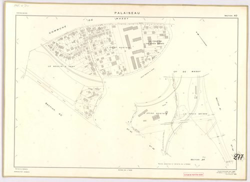 PALAISEAU. - Cadastre révisé pour 1965 : plan du tableau d'assemblage ; feuille renouvelée pour 1961 [remembrement partiel], à jour pour 1978 : plan de la section Y ; feuille renouvelée pour 1965, à jour pour 1978 (3ème, 4ème édition) : plans des sections