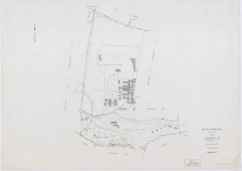 PALAISEAU, plans minutes de conservation : tableau d'assemblage,1965, Ech. 1/1000 ; plans des sections Y1, Y2, Z, 1961, Ech. 1/2000, sections AB, AC, AD, , AD, AE, AH, AI, AK, AL, AM, AN, AO, AP, AR, AS, AT, AV, AW, AX, AY, AZ, BC, BD, BE, BH, BI, BK, 196