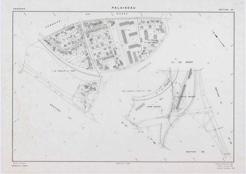 PALAISEAU, plans minutes de conservation : tableau d'assemblage,1965, Ech. 1/1000 ; plans des sections Y1, Y2, Z, 1961, Ech. 1/2000, sections AB, AC, AD, , AD, AE, AH, AI, AK, AL, AM, AN, AO, AP, AR, AS, AT, AV, AW, AX, AY, AZ, BC, BD, BE, BH, BI, BK, 196