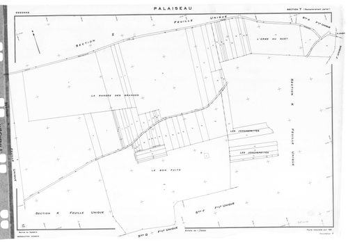 PALAISEAU. - Cadastre révisé (sans date) : plan du tableau d'assemblage ; cadastre de 1809 mis à jour pour 1965 : plans de la section H 1ère feuille, idem 2ème feuille, section I ; cadastre renouvelé pour 1961 : plans de la section Y, section Z ; cadastre