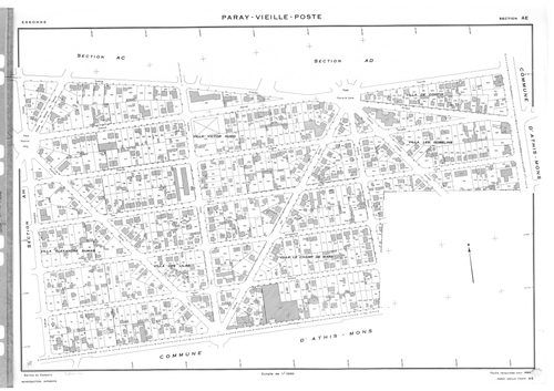 PARAY-VIEILLE-POSTE. - Cadastre révisé pour 1969 : plan du tableau d'assemblage ; cadastre renouvelé pour 1969 : plans de la section AB; section AC, section AD, section AE, section AH, [6 plans]. 