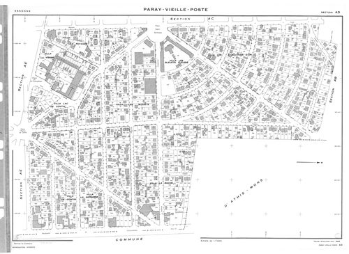 PARAY-VIEILLE-POSTE. - Cadastre révisé pour 1969 : plan du tableau d'assemblage ; cadastre renouvelé pour 1969 : plans de la section AB; section AC, section AD, section AE, section AH, [6 plans]. 