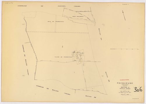 PECQUEUSE. - Cadastre révisé pour 1937, à jour pour 1975 (2 ème édition) : plans du tableau d'assemblage, des sections A, B, C, D ; plan de remembrement substitué au plan cadastral pour 1959, à jour pour 1974 (2 ème édition) : plan de la section Z ; feuil