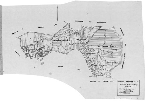 PRUNAY-SUR-ESSONNE. - Cadastre révisé pour 1934 : plan du tableau d'assemblage, plans de la section A le Village 1ère feuille, idem 2ème feuille, section B Sauxcelles et Courcelles 1ère feuille, idem 2ème feuille, section C Larry-Blanc ; cadastre renouvel