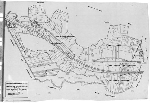PRUNAY-SUR-ESSONNE. - Cadastre révisé pour 1934 : plan du tableau d'assemblage, plans de la section A le Village 1ère feuille, idem 2ème feuille, section B Sauxcelles et Courcelles 1ère feuille, idem 2ème feuille, section C Larry-Blanc ; cadastre renouvel