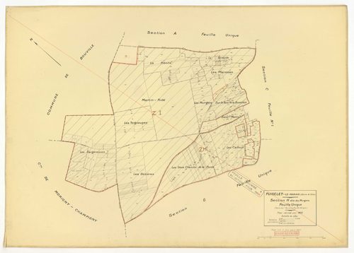 Plans minutes de conservation : PUISELET-LE-MARAIS : tableau d'assemblage n°1, ech. 1/10000 (1935), sections A, B, C2, D1, D2, E, F, G, H, ech. 1/2500 (1935) ; tableau d'assemblage n°2, ech. 1/10000 (1935-1957), section H, ech. 1/2500 (1935-1957) ; tablea
