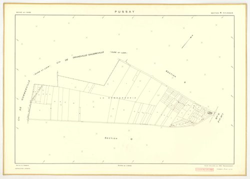 Plans minutes de conservation : PUSSAY : tableau d'assemblage, ech. 1/10000 (1952), sections O1, O2, ech. 1/1000 (1952), sections P, Q, R, S, T, U, V, W, Y, Z, ech. 1/2000 (1952) ; section ZA, ech. 1/2000 (1981), NB, papier, 105x80 [14 plans]. 