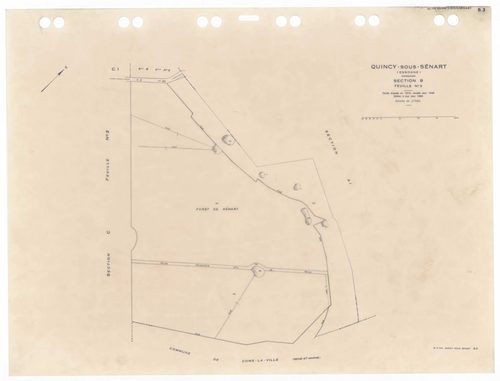 QUINCY-SOUS-SENART, plans minutes de conservation : tableau d'assemblage,1936, Ech. 1/5000 ; plans des sections B1, B2, B3, 1936, Ech. 1/1250, sections C1, C2, 1936, Ech. 1/2500, sections AA, AB, AC, AD, AK, AL, 1984, Ech. 1/1000, sections AE, AH, AI, 198