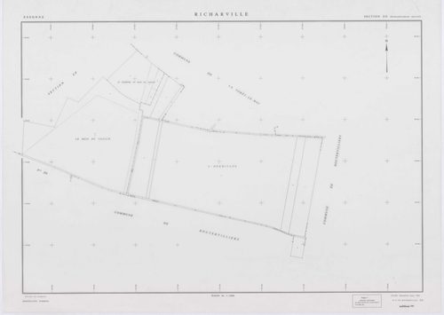 RICHARVILLE, plans minutes de conservation : tableau d'assemblage, 1932, Ech. 1/5000 ; plans des section A1, 1932, Ech. 1/2500, section A4, 1932, Ech. 1/1250, section ZD, 1961, Ech. 1/2000, sections ZI, ZK, ZL, ZM, ZN, ZO, ZP, ZR, 1994, Ech. 1/2000. Polye