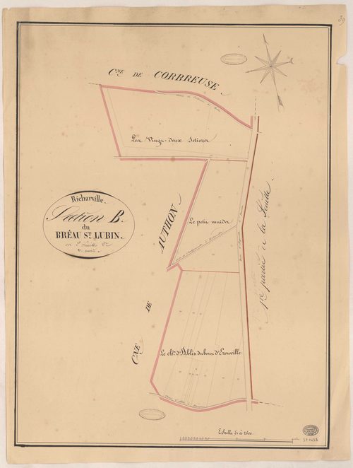 RICHARVILLE. - Section B : Bréau Saint-Lubin (le), 3e feuille. 