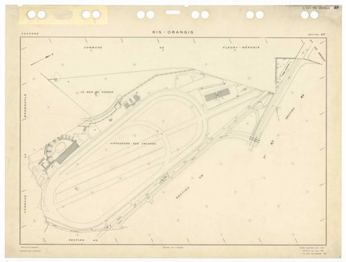 RIS-ORANGIS, plans minutes de conservation : tableau d'assemblage,1954, Ech. 1/5000 ; plans des sections AB, AC, AD, AE, AH, AI, 1954, Ech. 1/1250, sections AM, AN, AO, 1954, Ech. 1/1000, section AP, 1954, Ech. 1/2000, sections AS, AT, AV, AW, AX, AY, AZ,
