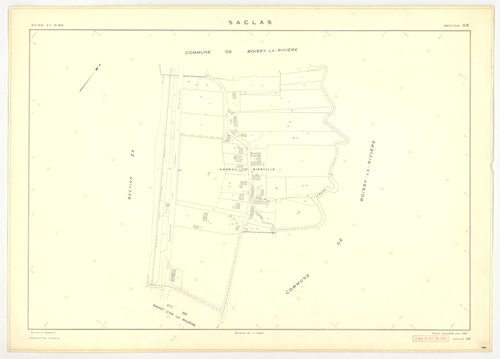 Plans minutes de conservation : SACLAS : tableau d'assemblage, ech. 1/10000 (1961), sections AB, AC, AD, ech. 1/1000 (1961), sections AH, AI, AK, AL, AM, ZO, ZP, ZR, ZS, ZT, ZW, ZX, ZY, ZZ, ech. 1/2000 (1961) ; section AE, ech. 1/1000 (1961-1978), NB, pap