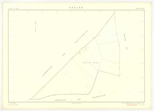 Plans minutes de conservation : SACLAS : tableau d'assemblage, ech. 1/10000 (1961), sections AB, AC, AD, ech. 1/1000 (1961), sections AH, AI, AK, AL, AM, ZO, ZP, ZR, ZS, ZT, ZW, ZX, ZY, ZZ, ech. 1/2000 (1961) ; section AE, ech. 1/1000 (1961-1978), NB, pap
