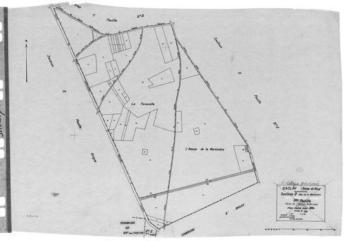 SACLAY. - Cadastre révisé pour 1934 : plan du tableau d'assemblage, plans de la section A Villerats 1ère feuille, idem 2ème feuille, idem 3ème feuille, section B l'Etang, section C la Village 2ème feuille, section D la Martinière 1ère feuille, idem 2ème f