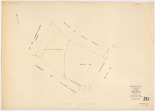 SACLAY. - Plan révisé pour 1934, à jour pour 1976 (3ème, 4 ème édition) : plans du tableau d'assemblage, des sections A (feuilles 1-3), B, C (feuille 2), D, F (feuilles 1-2), G et H ; plan révisé pour 1934, à jour pour 1983 (5ème édition) : plans des sect