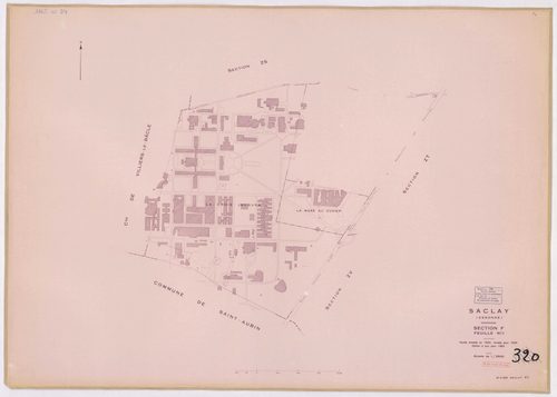 SACLAY. - Plan révisé pour 1934, à jour pour 1976 (3ème, 4 ème édition) : plans du tableau d'assemblage, des sections A (feuilles 1-3), B, C (feuille 2), D, F (feuilles 1-2), G et H ; plan révisé pour 1934, à jour pour 1983 (5ème édition) : plans des sect