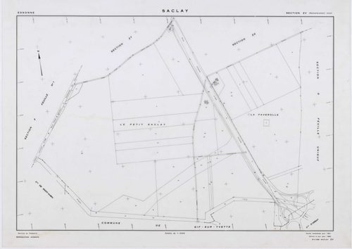 SACLAY, plans minutes de conservation : tableau d'assemblage,1934, Ech. 1/10000 ; plans des sections A1, C2, 1934, Ech. 1/1250, sections A2, A3, B, D, F1, F2, G, H, 1934, Ech. 1/2500, sections ZS, ZT, ZU, ZV, ZW, ZX, ZY, 1961, Ech. 1/2000, section AB, 198