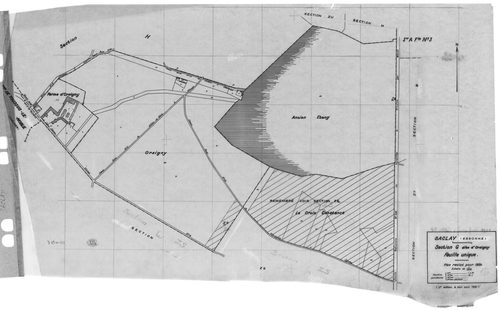 SACLAY. - Cadastre révisé pour 1934 : plan du tableau d'assemblage, plans de la section A Villerats 1ère feuille, idem 2ème feuille, idem 3ème feuille, section B l'Etang, section C la Village 2ème feuille, section D la Martinière 1ère feuille, idem 2ème f