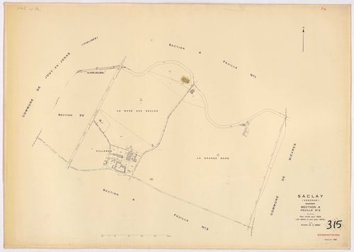 SACLAY. - Plan révisé pour 1934, à jour pour 1976 (3ème, 4 ème édition) : plans du tableau d'assemblage, des sections A (feuilles 1-3), B, C (feuille 2), D, F (feuilles 1-2), G et H ; plan révisé pour 1934, à jour pour 1983 (5ème édition) : plans des sect
