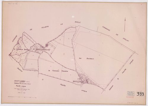SAINT-AUBIN. - Plan révisé pour 1933 : plans du tableau d'assemblage, des sections A dite du Mesnil-Blondel, B dite de la mare au vivier et C dite du village ; plan révisé pour 1933, à jour pour 1968 (2ème édition) : plan de la section C dite du village ;