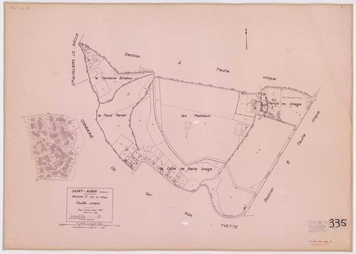 SAINT-AUBIN. - Plan révisé pour 1933 : plans du tableau d'assemblage, des sections A dite du Mesnil-Blondel, B dite de la mare au vivier et C dite du village ; plan révisé pour 1933, à jour pour 1968 (2ème édition) : plan de la section C dite du village ;