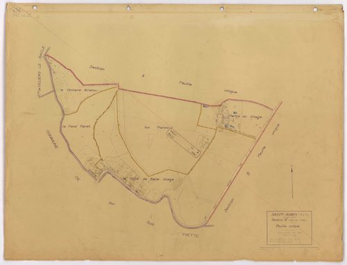 SAINT-AUBIN. - Plan révisé pour 1933 : plans du tableau d'assemblage, des sections A dite du Mesnil-Blondel, B dite de la mare au vivier et C dite du village ; plan révisé pour 1933, à jour pour 1968 (2ème édition) : plan de la section C dite du village ;