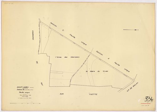 SAINT-AUBIN. - Plan révisé pour 1933 : plans du tableau d'assemblage, des sections A dite du Mesnil-Blondel, B dite de la mare au vivier et C dite du village ; plan révisé pour 1933, à jour pour 1968 (2ème édition) : plan de la section C dite du village ;