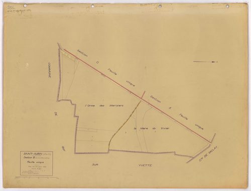 SAINT-AUBIN. - Plan révisé pour 1933 : plans du tableau d'assemblage, des sections A dite du Mesnil-Blondel, B dite de la mare au vivier et C dite du village ; plan révisé pour 1933, à jour pour 1968 (2ème édition) : plan de la section C dite du village ;