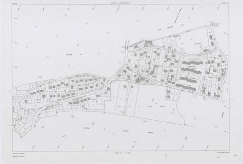 SAINT-CHERON, plans minutes de conservation : tableau d'assemblage, 1951, Ech. 1/10000 ; plans des sections A1, D, E1, 1951, Ech. 1/2500, sections A2, A3, B3, C1, C2, C3, 1951, Ech. 1/1250, sections ZA, ZB, 1961, Ech. 1/2000, section ZC, 1982, Ech. 1/2000