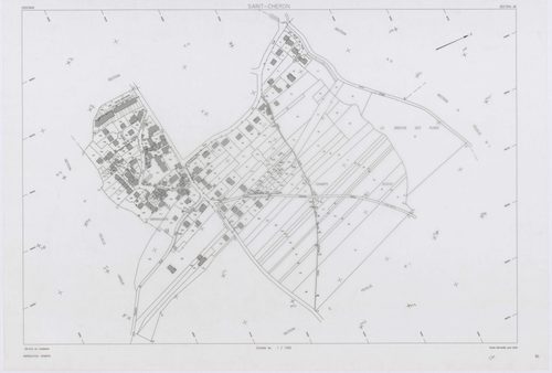 SAINT-CHERON, plans minutes de conservation : tableau d'assemblage, 1951, Ech. 1/10000 ; plans des sections A1, D, E1, 1951, Ech. 1/2500, sections A2, A3, B3, C1, C2, C3, 1951, Ech. 1/1250, sections ZA, ZB, 1961, Ech. 1/2000, section ZC, 1982, Ech. 1/2000